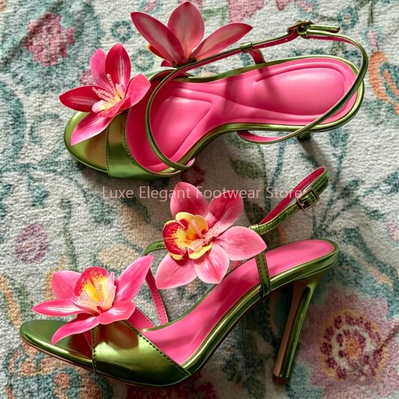 Red Flower Decor Back Strap Ho - Sandal Strappy Heeled avis et prix