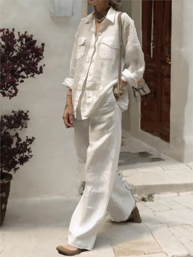 Fashion Solid Cotton Linen Shi - Linen Pant Wide avis et prix