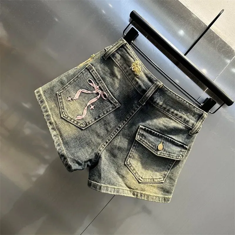 Retro Sexy Frayed Design Denim - Shorts Denim Frayed avis et prix