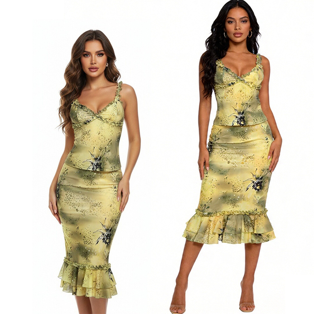 Women's Dress 2 Piece Floral P - Midi Skirt Floral avis et prix