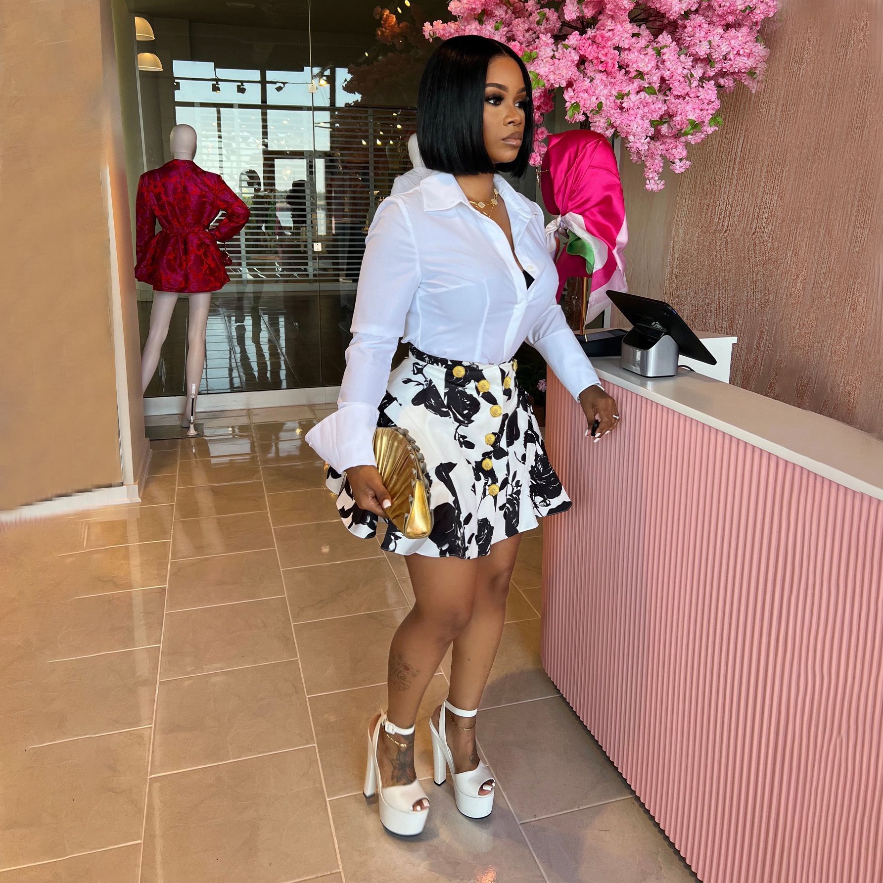 Two Piece Sets Women Skirt Set - Romper Floral Print avis et prix