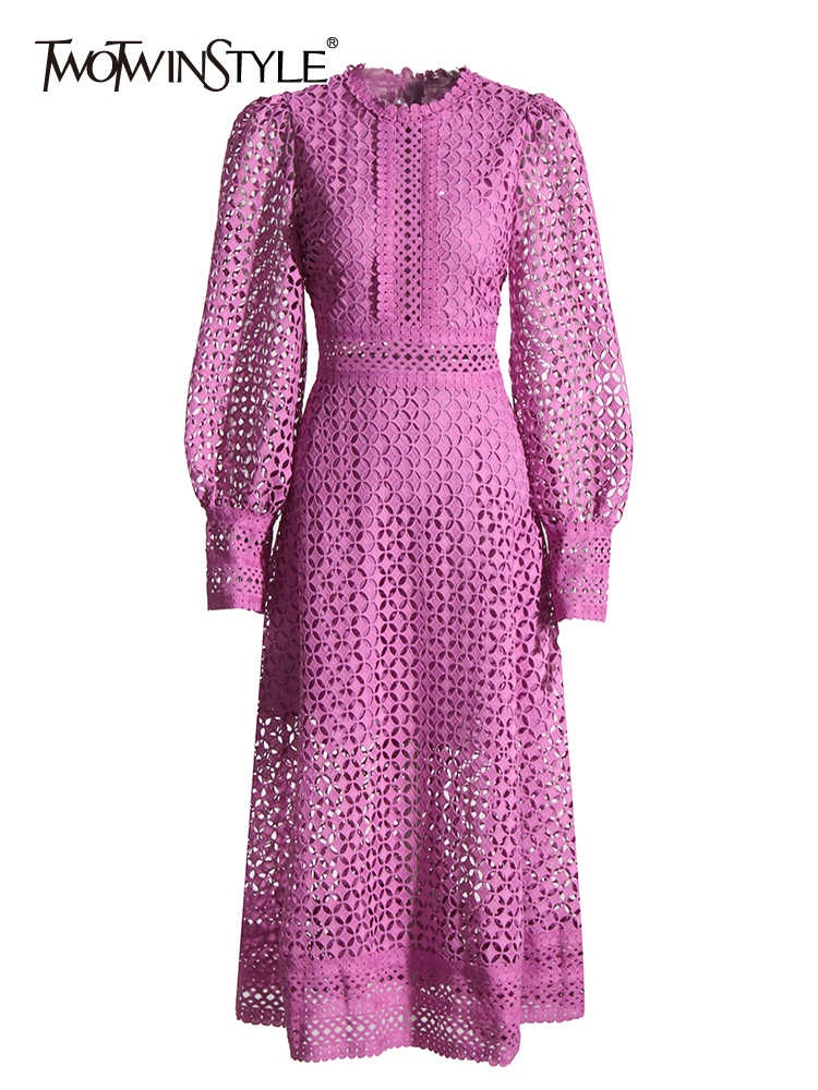 TWOTWINSTYLE Embroidery Cut Ou - Linen Dress Wrap avis et prix