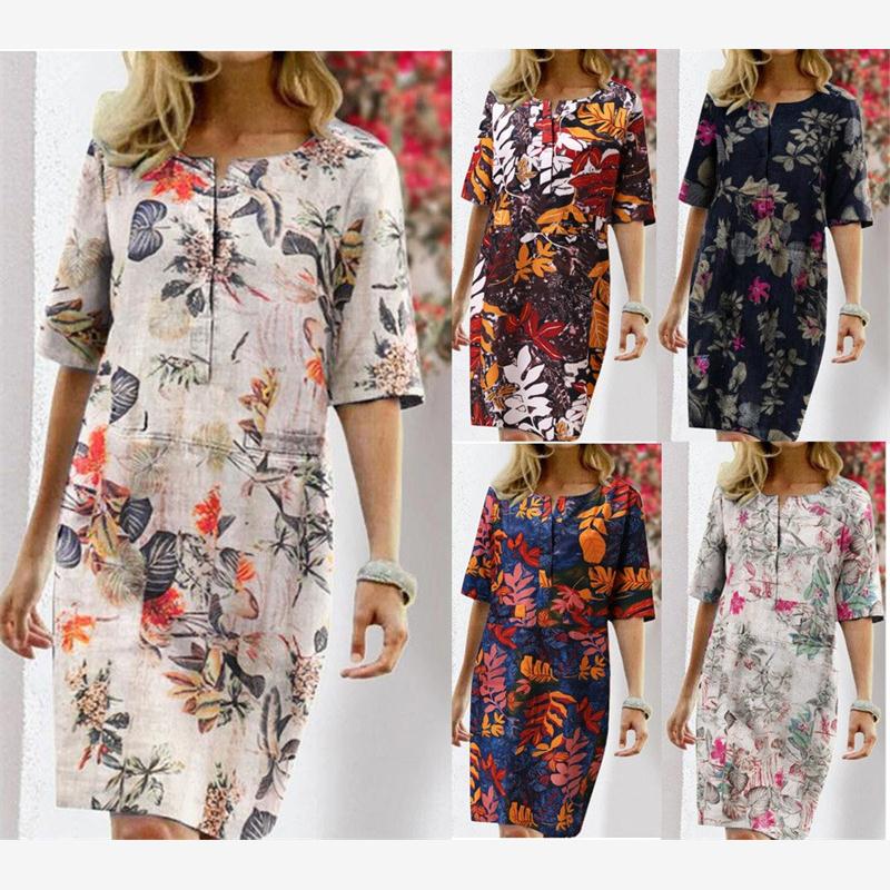 Summer Cotton Linen Printed Wo - Linen Dress Wrap avis et prix