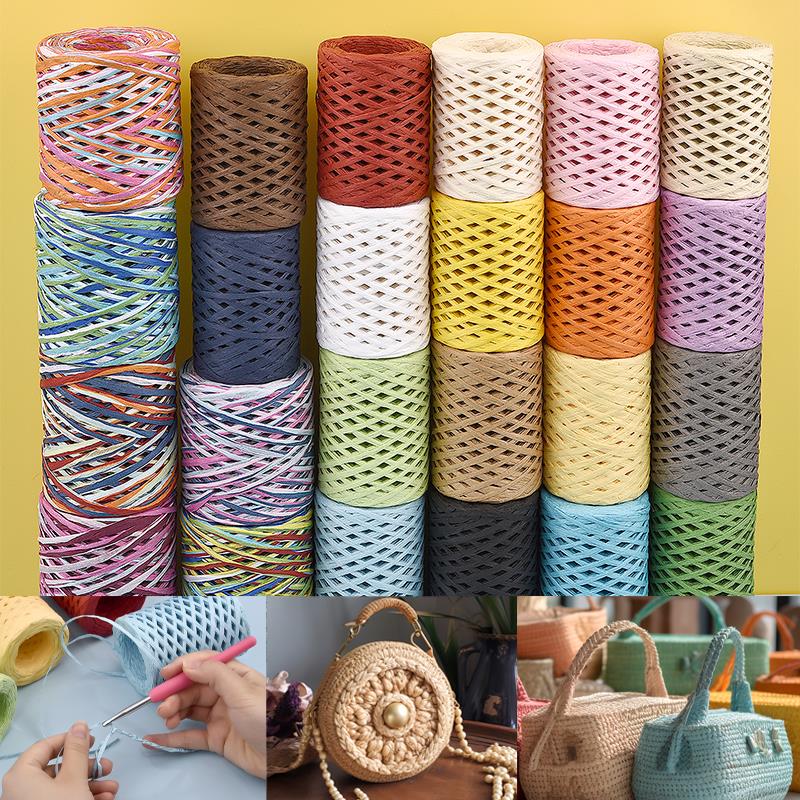 100M Natural Raffia Straw Yarn - Crochet Bag Raffia avis et prix