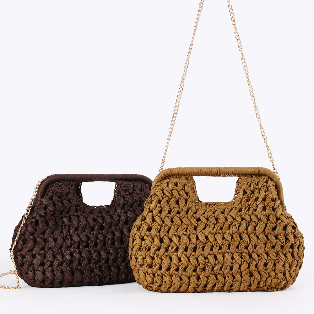 Elegant Ladies Chain Hand Knit - Crochet Bag Raffia avis et prix