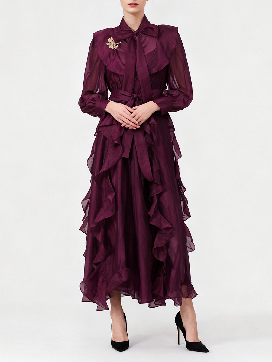 TWOTWINSTYLE Solid Spliced Ruf - Linen Dress Wrap avis et prix