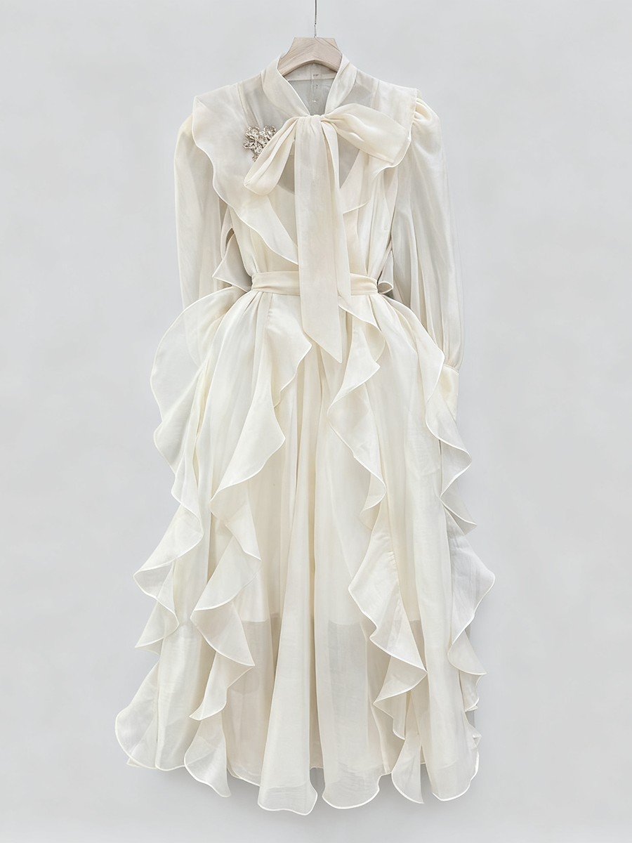 TWOTWINSTYLE Solid Spliced Ruf - Linen Dress Wrap avis et prix