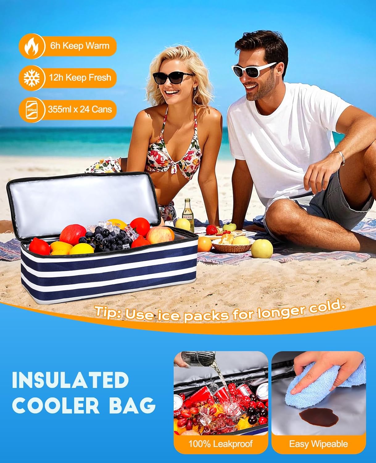 Beach Bag with Cooler, 49L Wat - Tote Bag Beach avis et prix