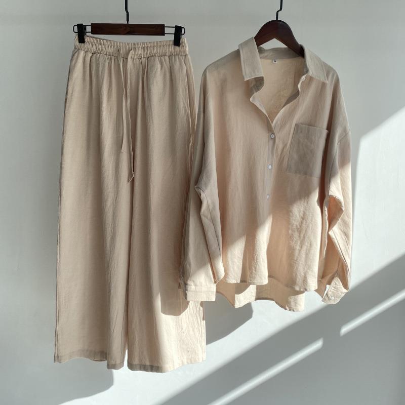 Women Cotton Linen 2 Piece Set - Linen Pant Wide avis et prix