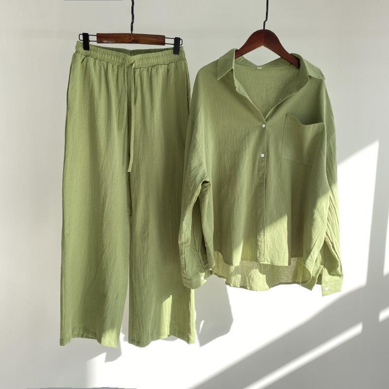 Women Cotton Linen 2 Piece Set - Linen Pant Wide avis et prix