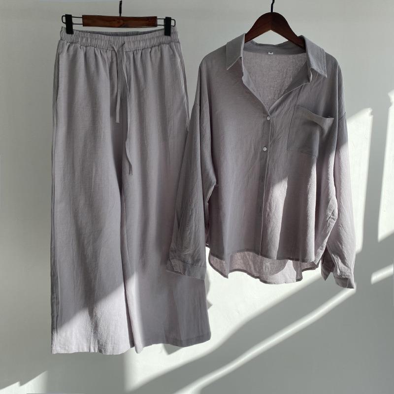 Women Cotton Linen 2 Piece Set - Linen Pant Wide avis et prix