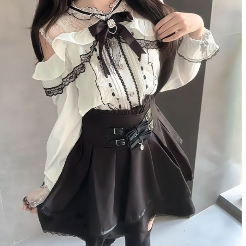 Japanese Gothic Y2k Lolita Sty - Blouse Off Shoulder avis et prix
