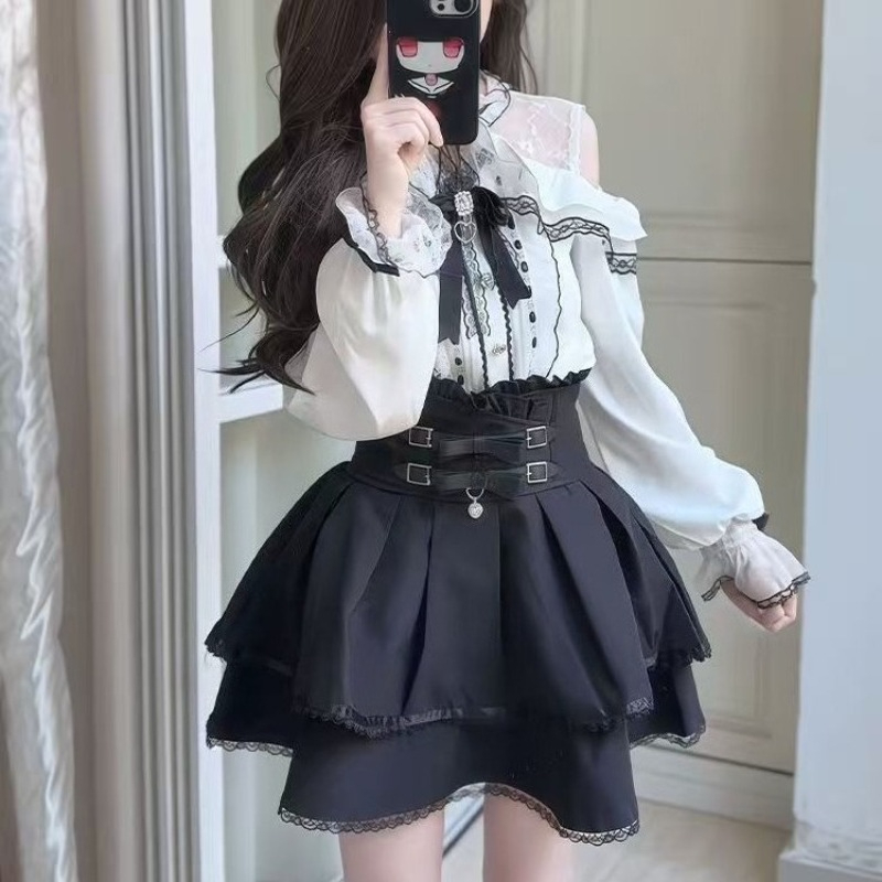 Japanese Gothic Y2k Lolita Sty - Blouse Off Shoulder avis et prix