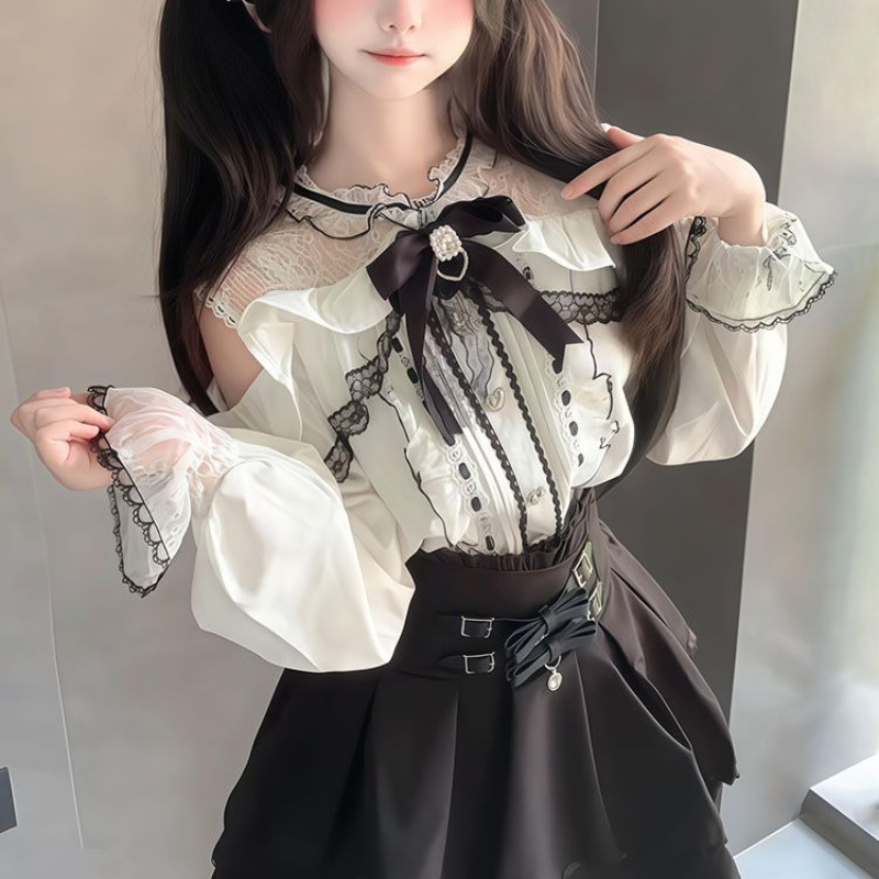 Japanese Gothic Y2k Lolita Sty - Blouse Off Shoulder avis et prix