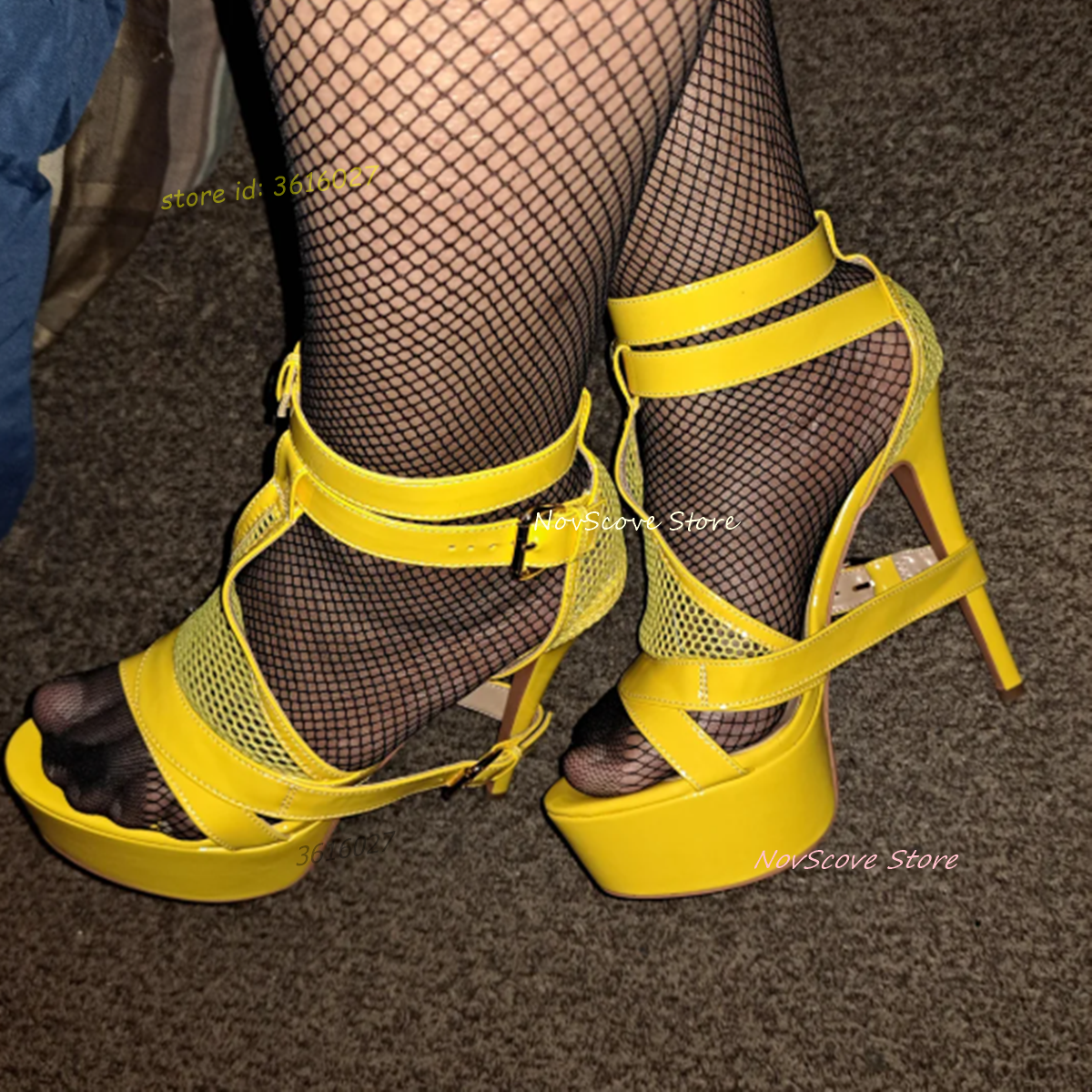 Yellow Open Toe Strappy Sandal - Sandal Strappy Heeled avis et prix