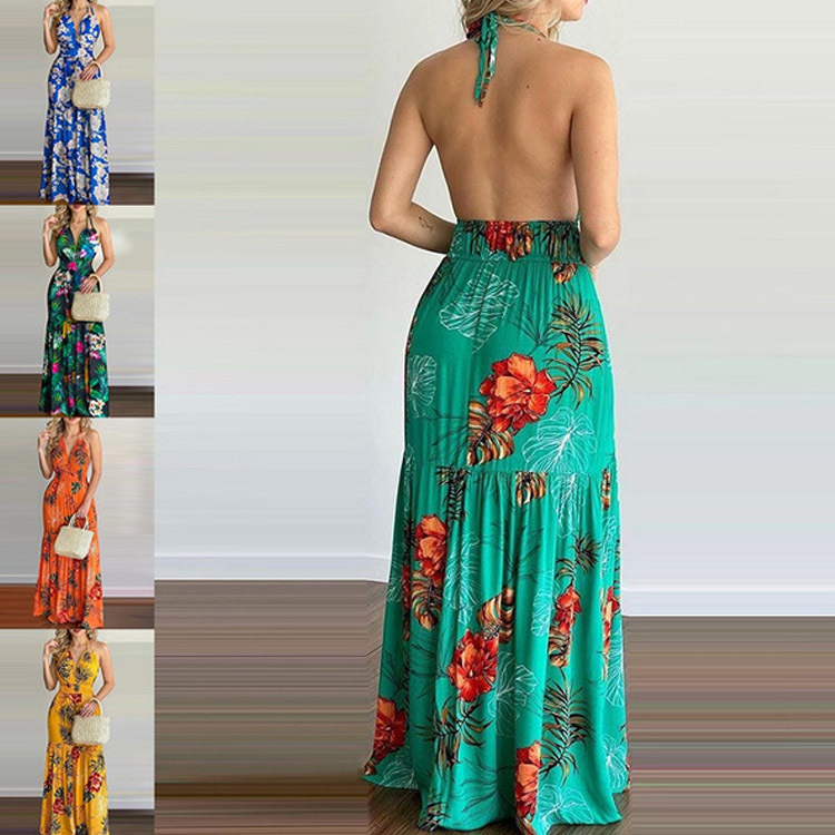 Floral Maxi Dress Long Backles - Maxi Dress Halter avis et prix