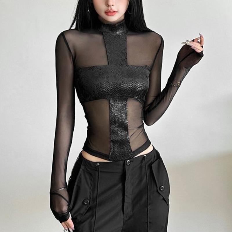 American Style Mesh Long Sleev - Blouse Off Shoulder avis et prix