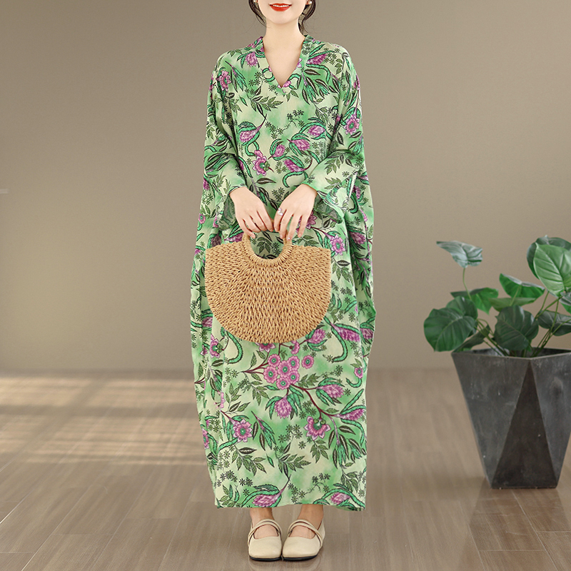 Large Size Floral Print Vacati - Linen Dress Wrap avis et prix