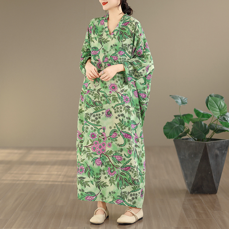 Large Size Floral Print Vacati - Linen Dress Wrap avis et prix