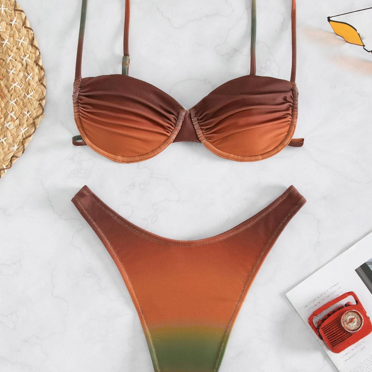 Beach Outfits Woman Bikini Bac - Swimsuit Bikini Ruched avis et prix