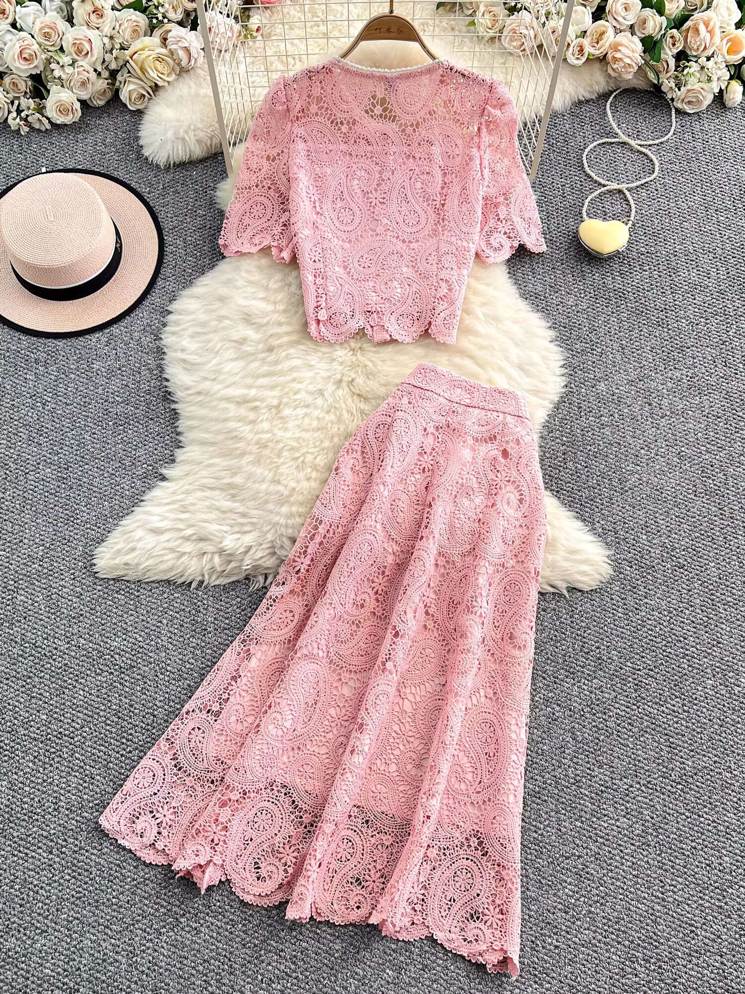 Elegant Pearl Long Dress Suits - Midi Skirt Floral avis et prix