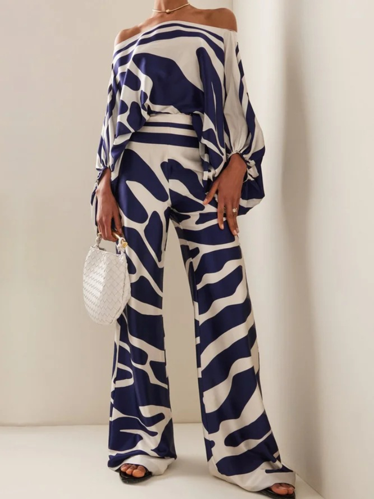 Women's Printed Satin 2-piece  - Blouse Off Shoulder avis et prix