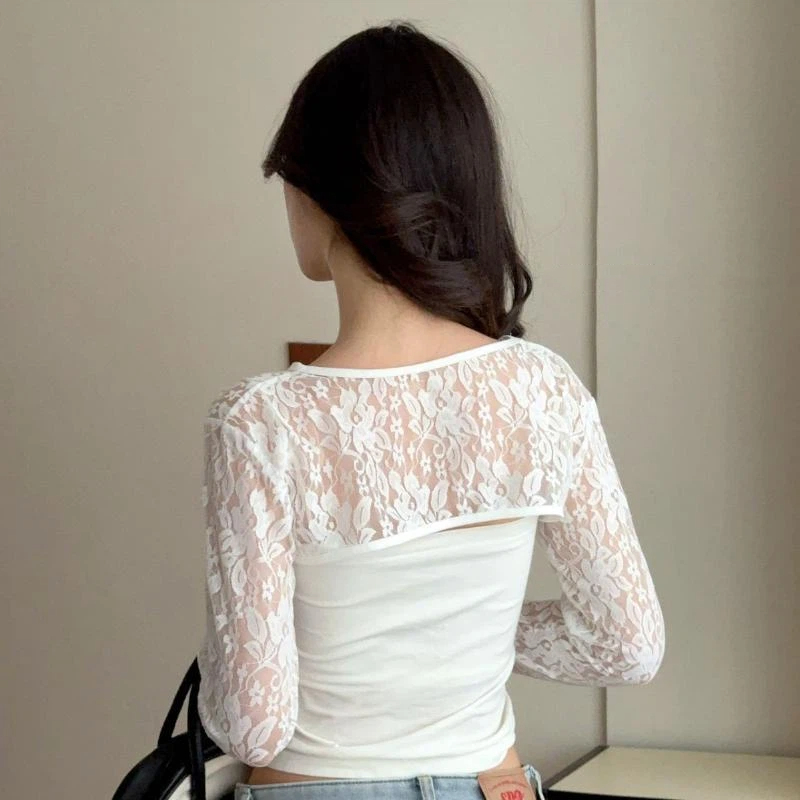Sexy Hollow Out See Through La - Crop Top Crochet avis et prix