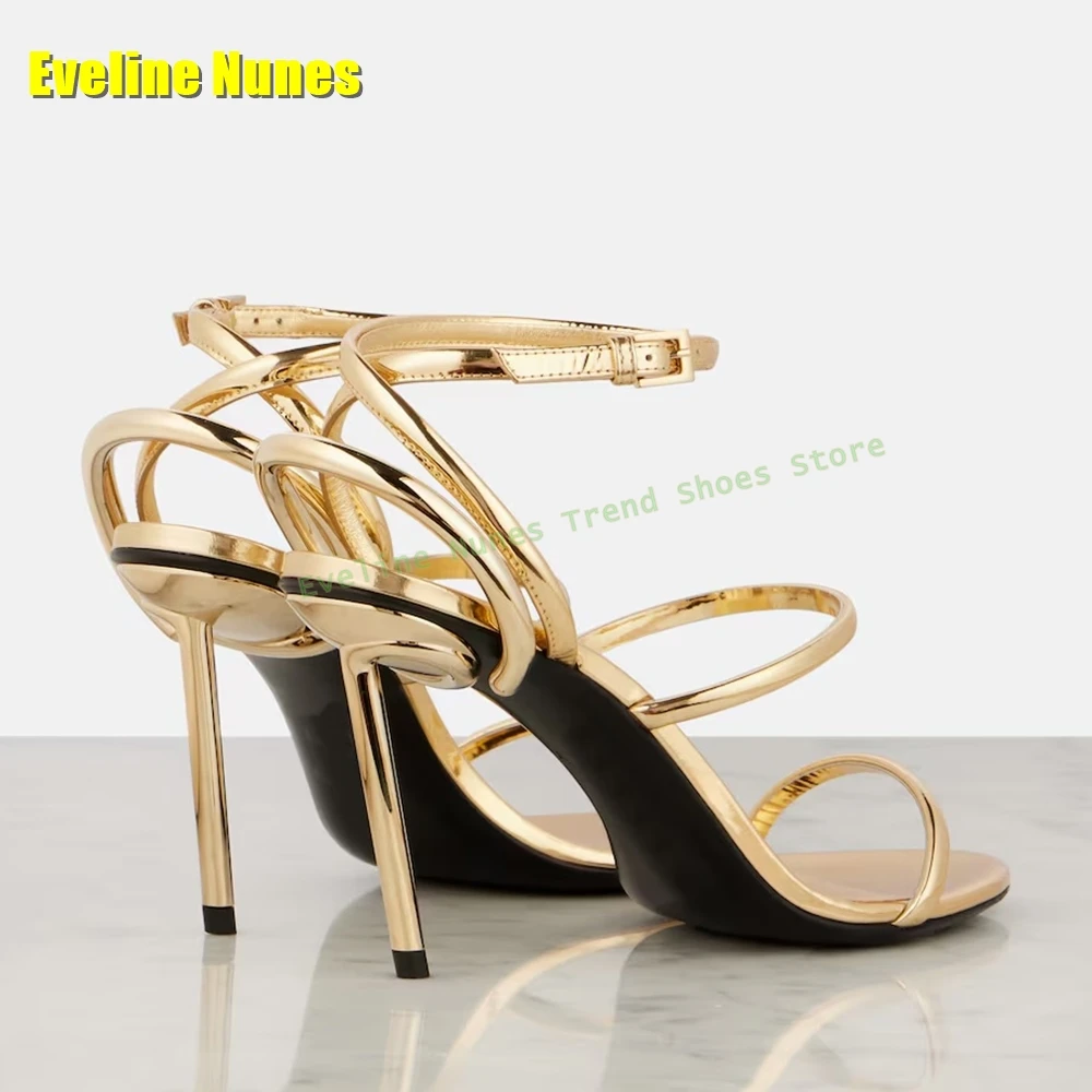 Golden Strappy Metallic Leathe - Sandal Strappy Heeled avis et prix