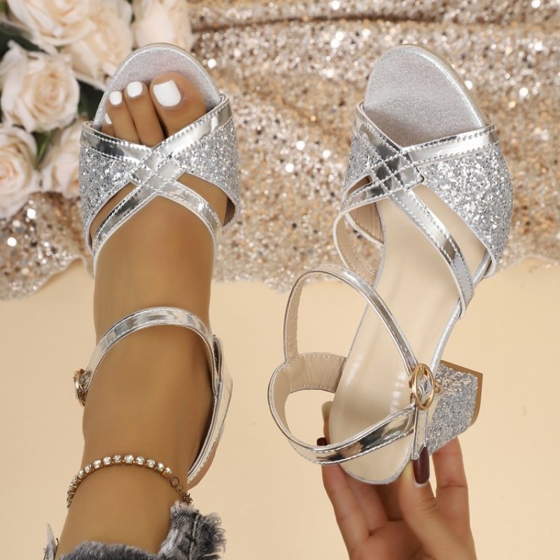 Women Block Heels Sandals Gold - Sandal Strappy Heeled avis et prix