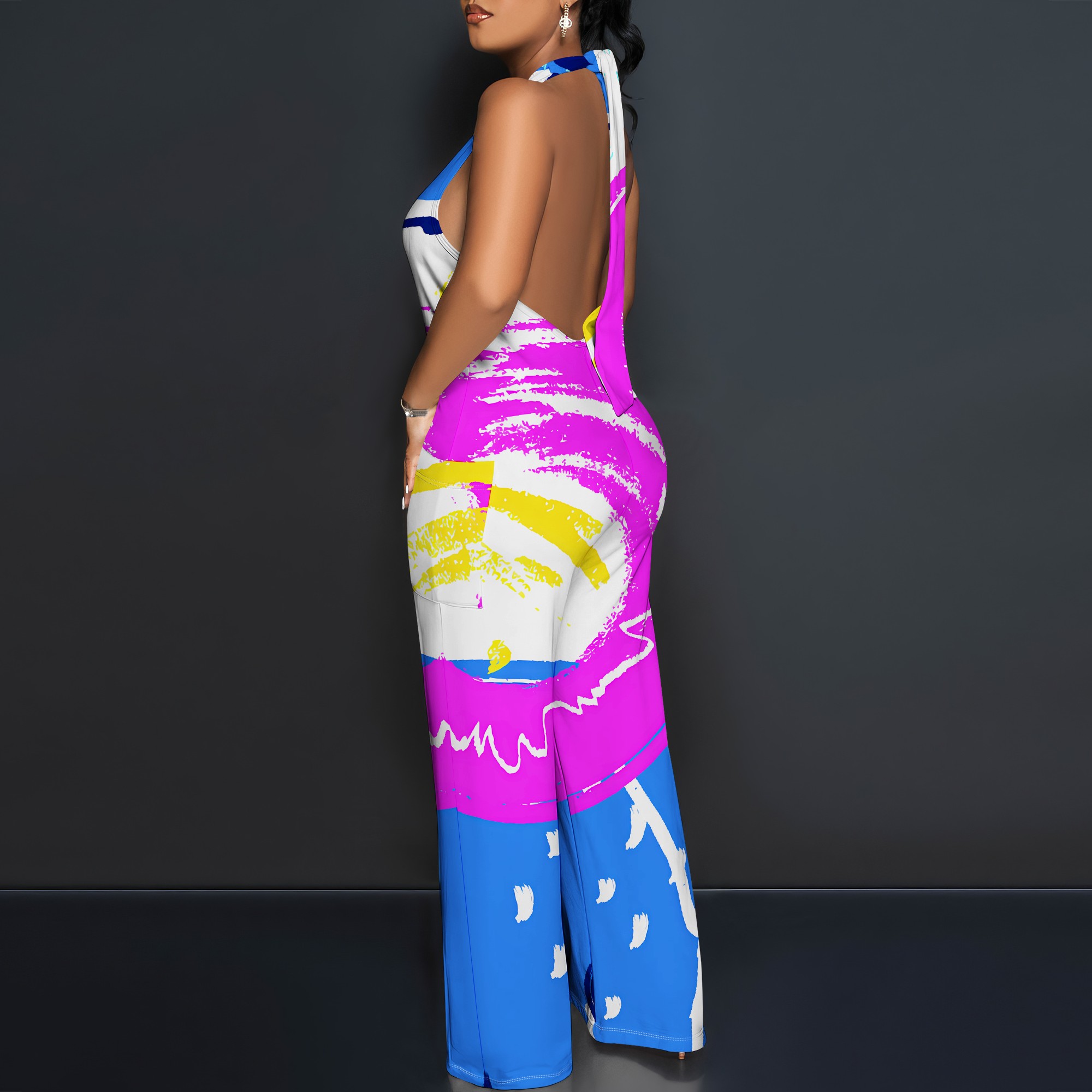 Bold Abstract Brushstroke Halt - Maxi Dress Halter avis et prix