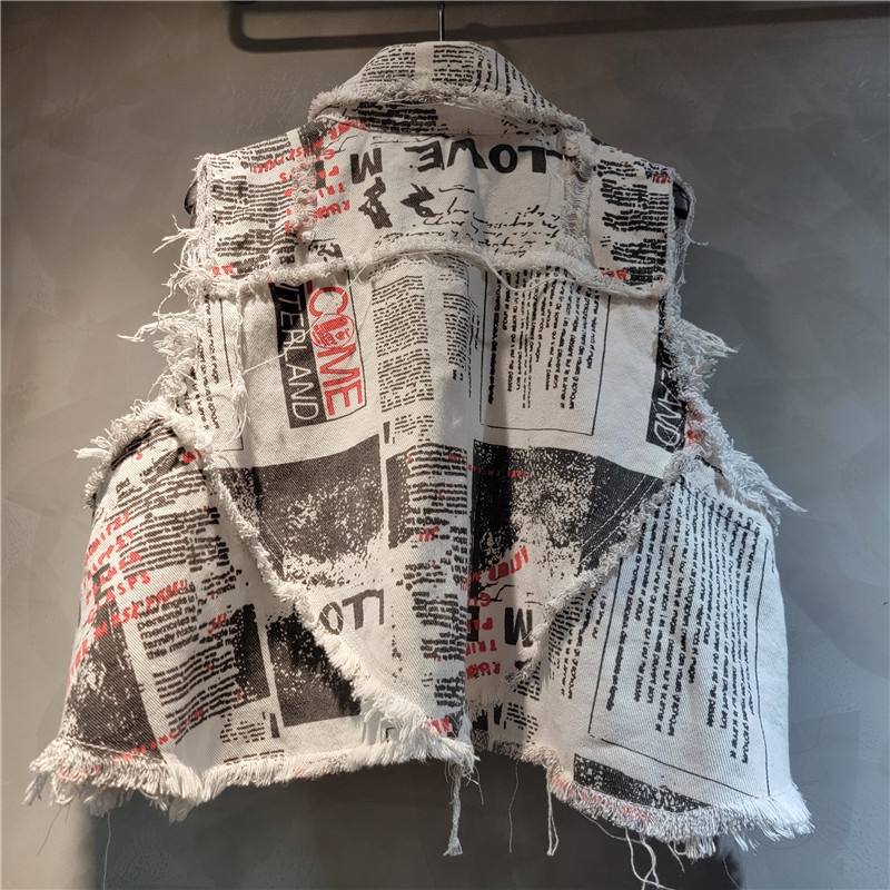 Chic Women Newspapers Letters  - Shorts Denim Frayed avis et prix