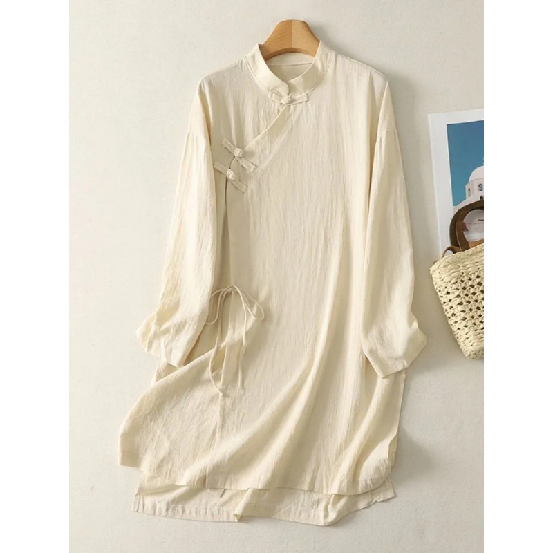 Women's Chinese Style Frog But - Linen Dress Wrap avis et prix