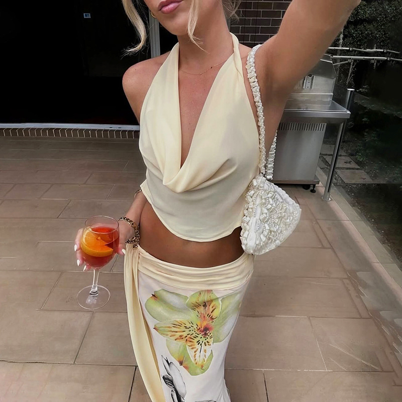 TARUXY Sexy Long Skirt Two Pie - Maxi Dress Halter avis et prix