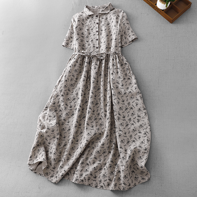 Summer Floral Cotton Linen Dr  - Midi Skirt Floral avis et prix