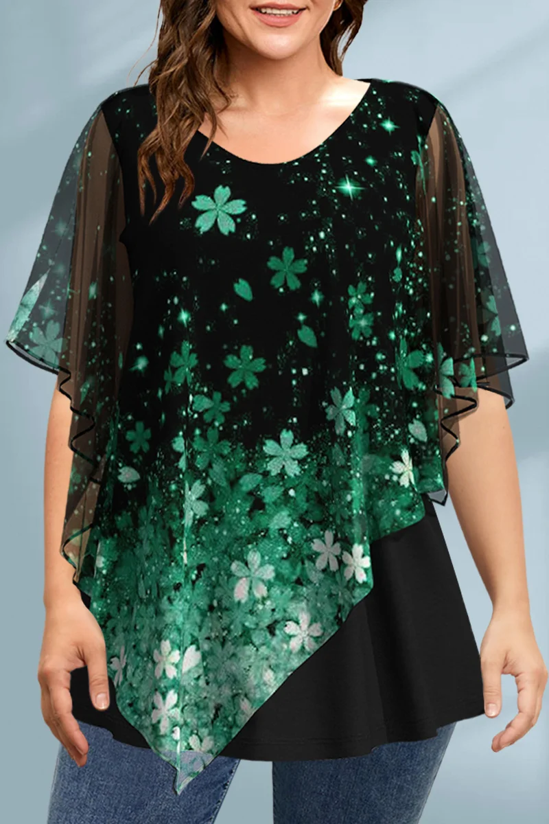 Women's Plus Size Blouse Chiff - Romper Floral Print avis et prix