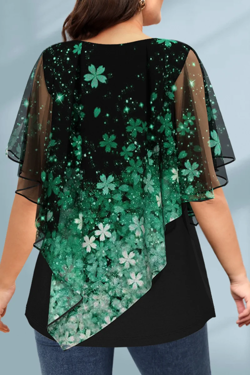 Women's Plus Size Blouse Chiff - Romper Floral Print avis et prix