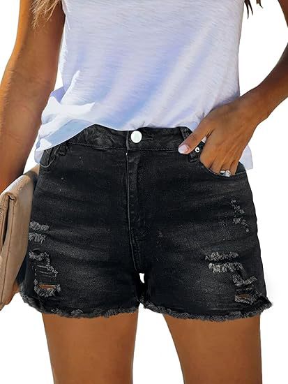 Casual Vintage Denim Shorts Hi - Shorts Denim Frayed avis et prix
