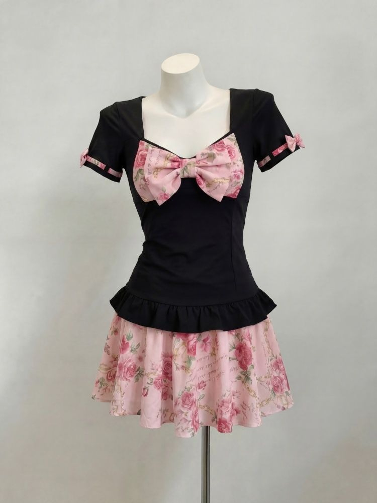 Women's Sweet Floral Print Two - Romper Floral Print avis et prix