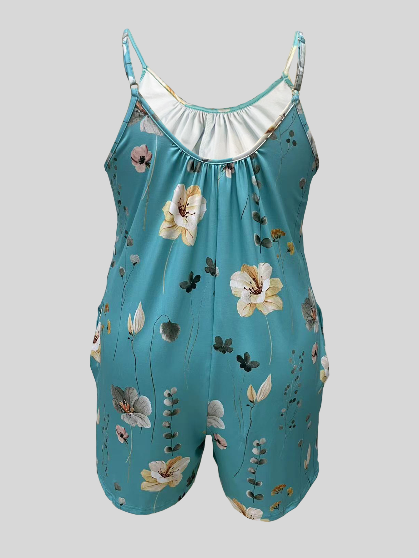Plus Size Allover Print Cami R - Romper Floral Print avis et prix