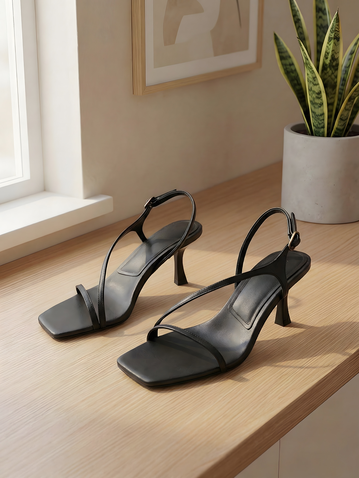 Elegant Genuine Leather Strapp - Sandal Strappy Heeled avis et prix