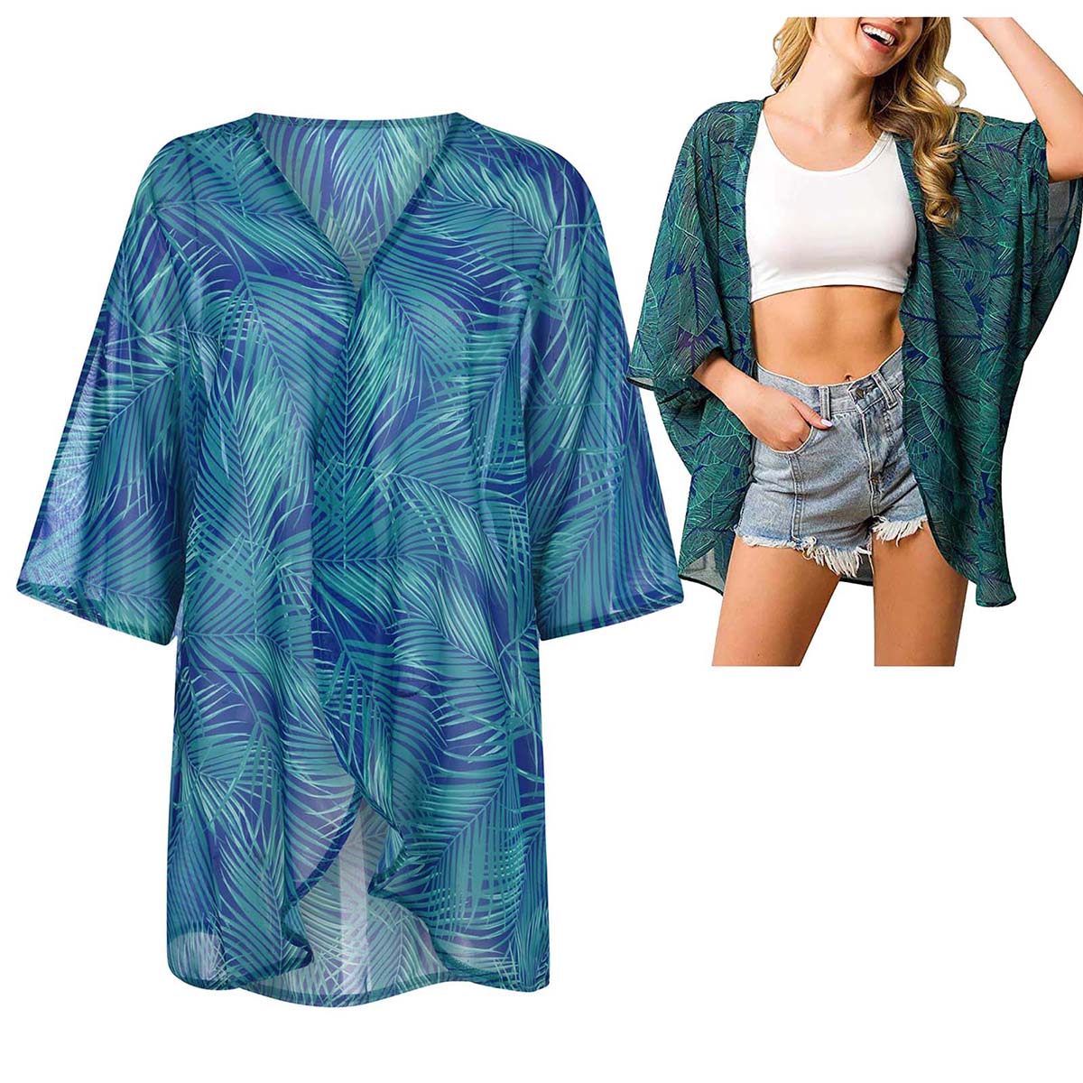 Women's Loose Sheer Chiffon Ki - Kimono Sheer Floral avis et prix