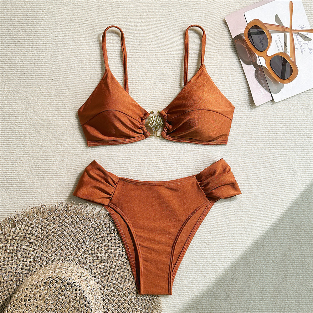 Metal Shell Ring Swimwear Sexy - Swimsuit Bikini Ruched avis et prix