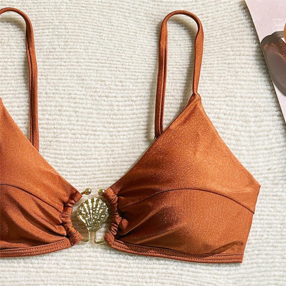 Metal Shell Ring Swimwear Sexy - Swimsuit Bikini Ruched avis et prix