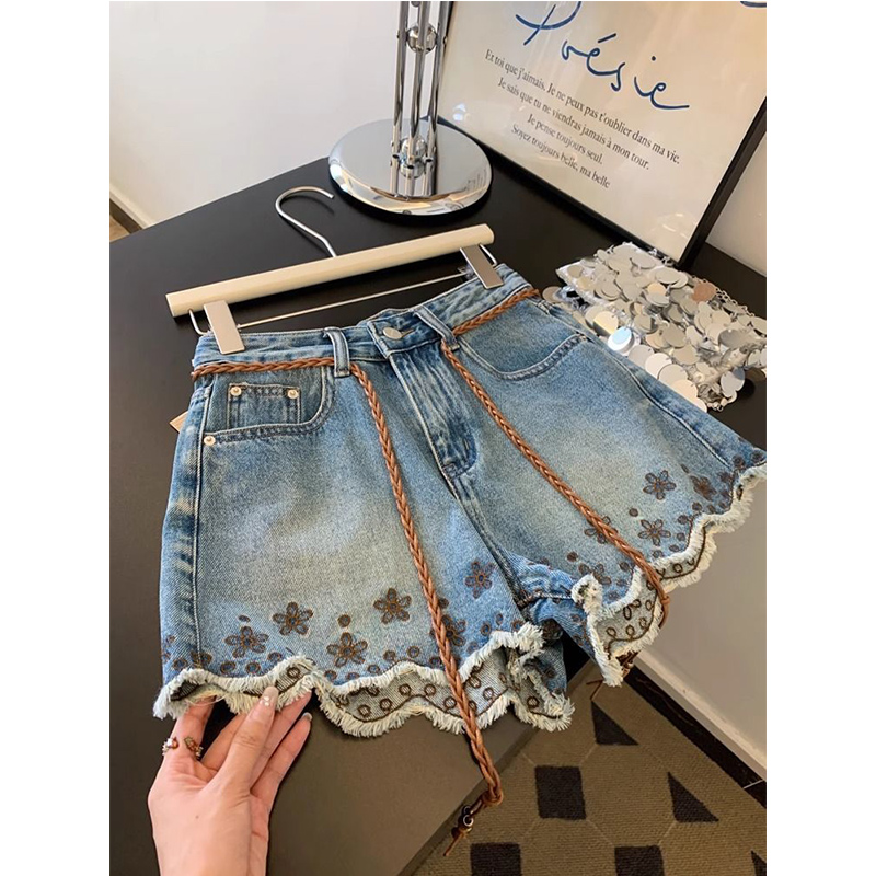Breathable Vintage Denim Short - Shorts Denim Frayed avis et prix
