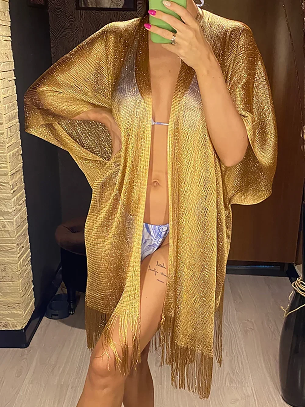 Tassel Gold Bikini Cover Up Se - Cover Up Kaftan avis et prix