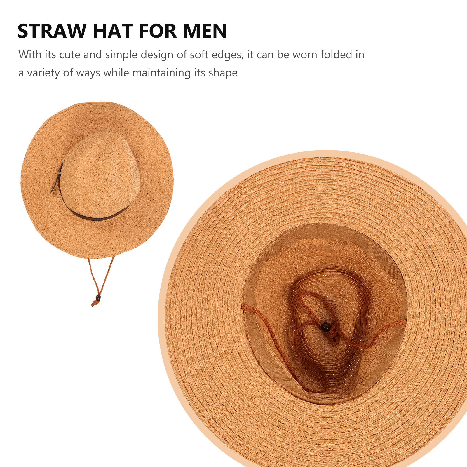 Men Wide Brim Straw Sun Hat Kh - Hat Floppy Wide avis et prix