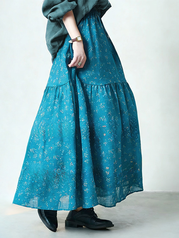 Floral Print High Waist A-Line - Midi Skirt Floral avis et prix