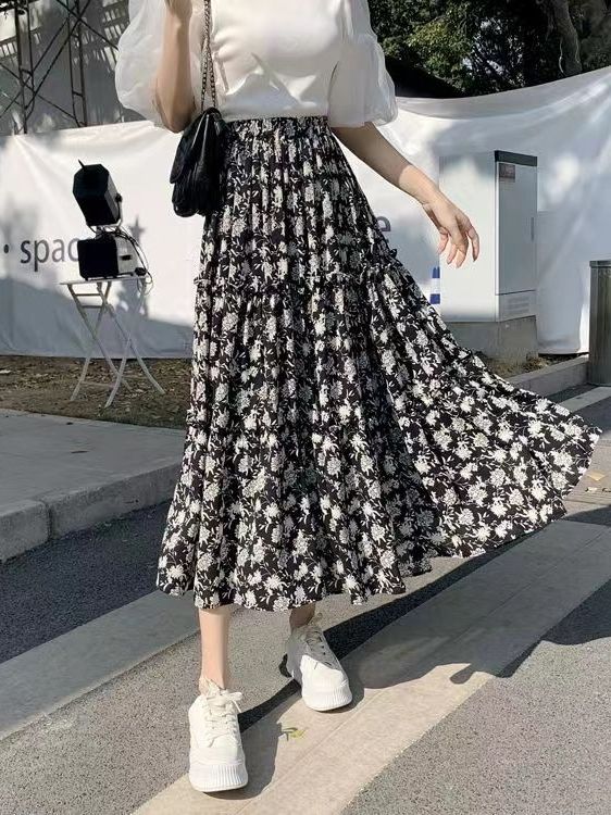 Floral Print A-Line Midi Skirt - Midi Skirt Floral avis et prix