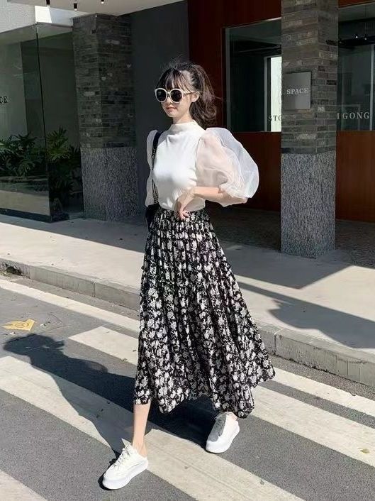 Floral Print A-Line Midi Skirt - Midi Skirt Floral avis et prix