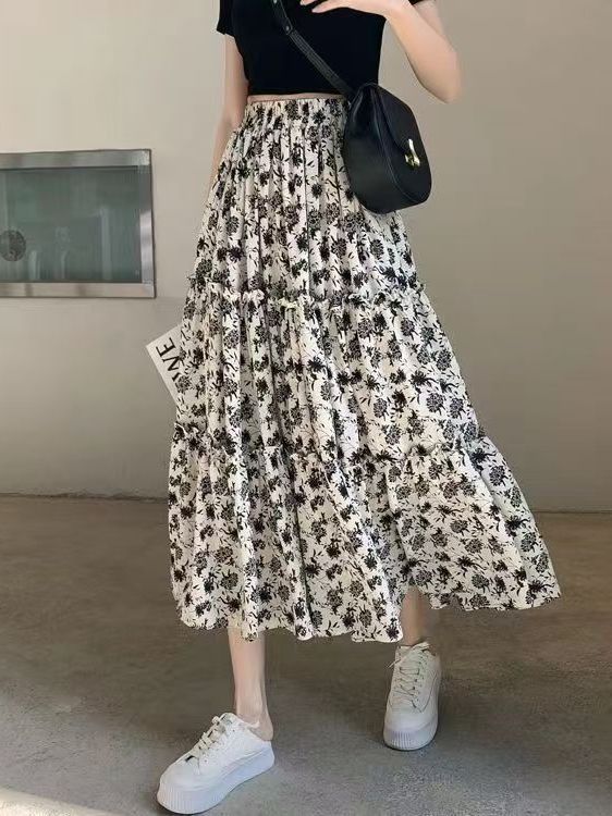 Floral Print A-Line Midi Skirt - Midi Skirt Floral avis et prix